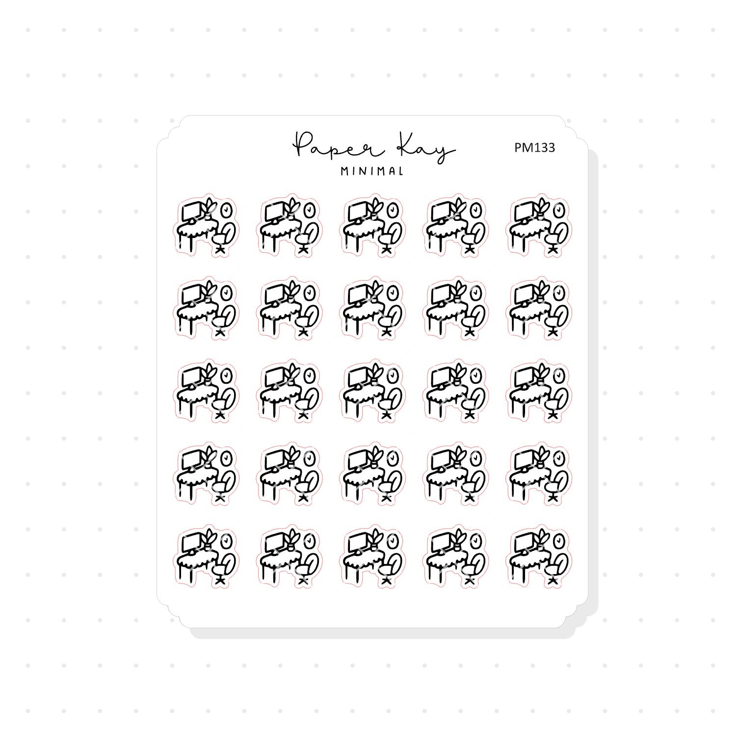(PM133) Office Desk - Tiny Minimal Icon Stickers