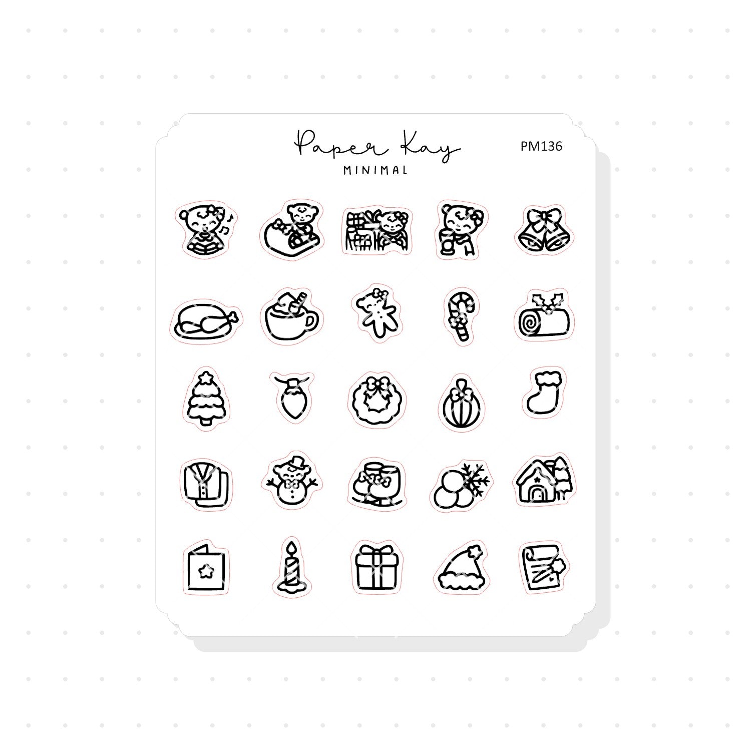 (PM136) Christmas Icons - Tiny Minimal Icon Stickers