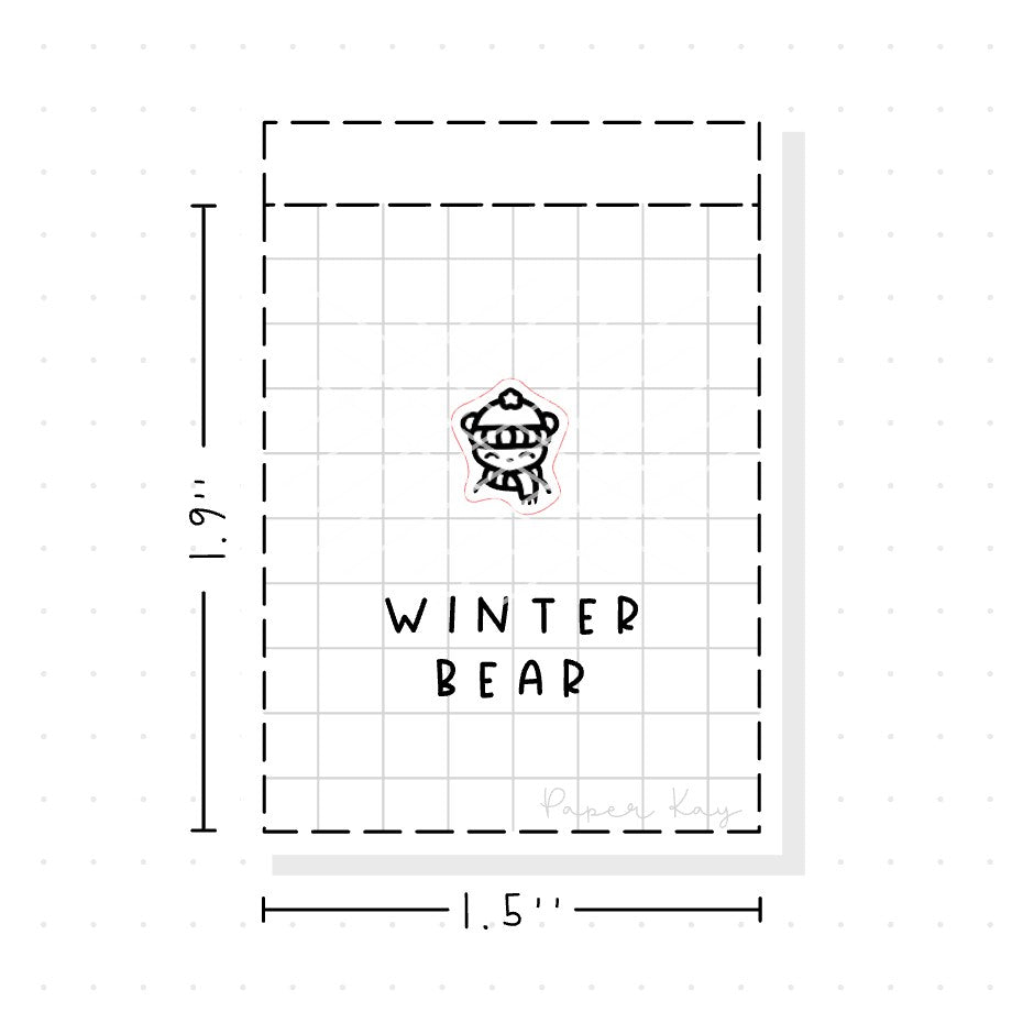 (PM137) Winter Bear - Tiny Minimal Icon Stickers