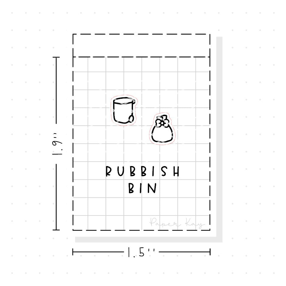 (PM149) Rubbish Bin - Tiny Minimal Icon Stickers