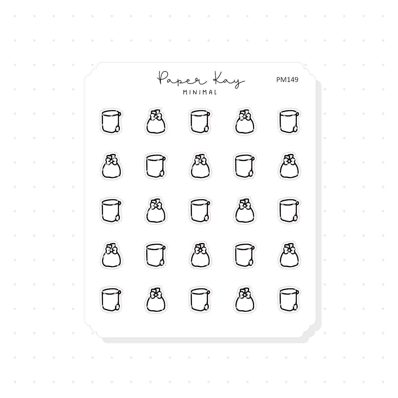 (PM149) Rubbish Bin - Tiny Minimal Icon Stickers