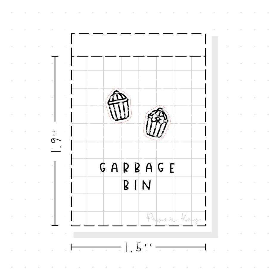 (PM150) Garbage Bin - Tiny Minimal Icon Stickers