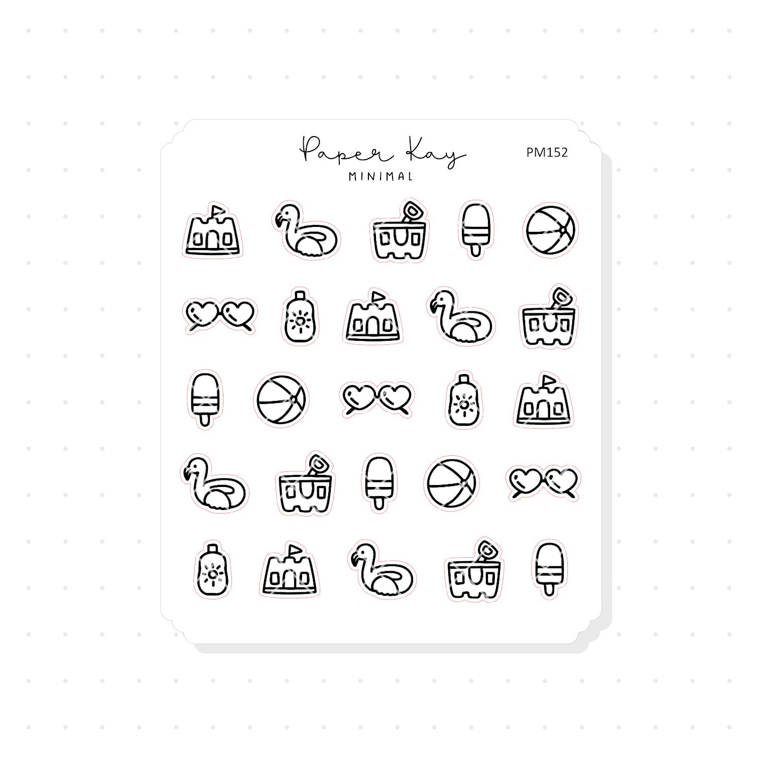 (PM152) Beach Time - Tiny Minimal Icon Stickers