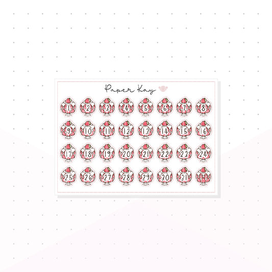 Strawberries and Cream Date Dots - Planner Stickers