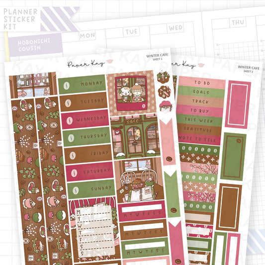 Winter Cafe Hobonichi Cousin Sticker Kit