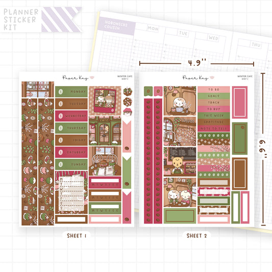 Winter Cafe Hobonichi Cousin Sticker Kit