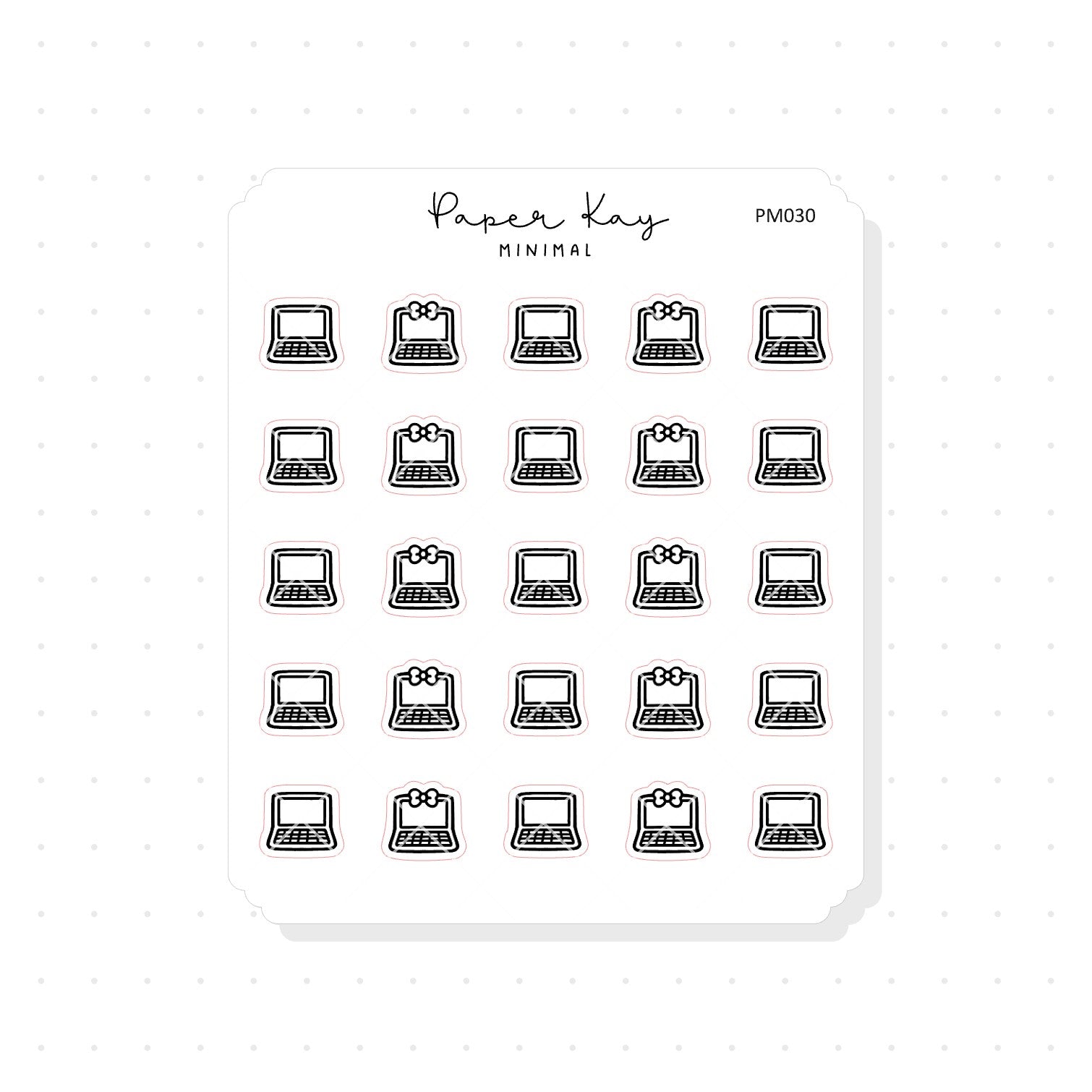 (PM030) Laptop / Working - Tiny Minimal Icon Stickers