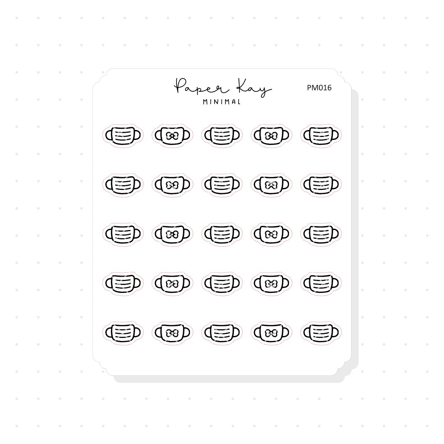(PM016) Face Mask / Covering - Tiny Minimal Icon Stickers