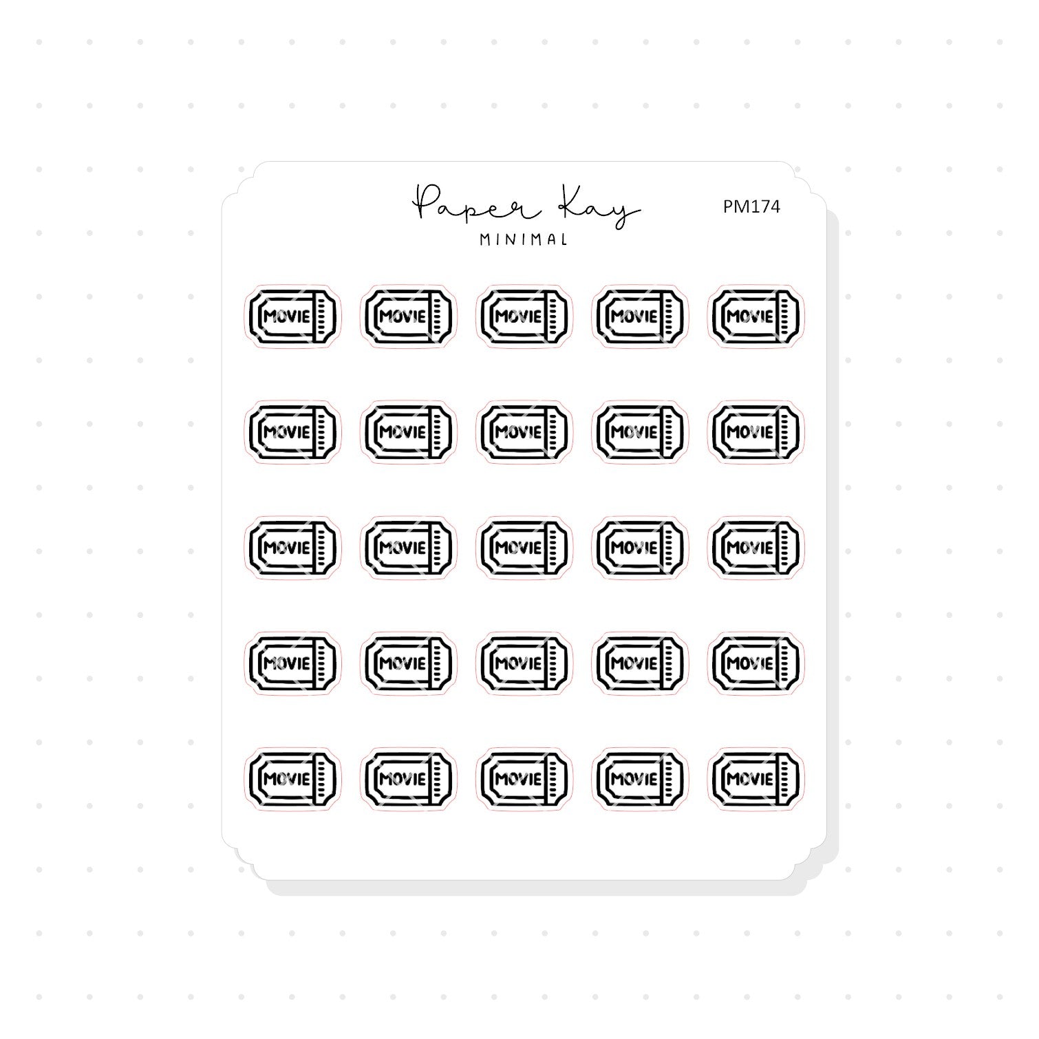 (PM174) Movie Ticket - Tiny Minimal Icon Stickers