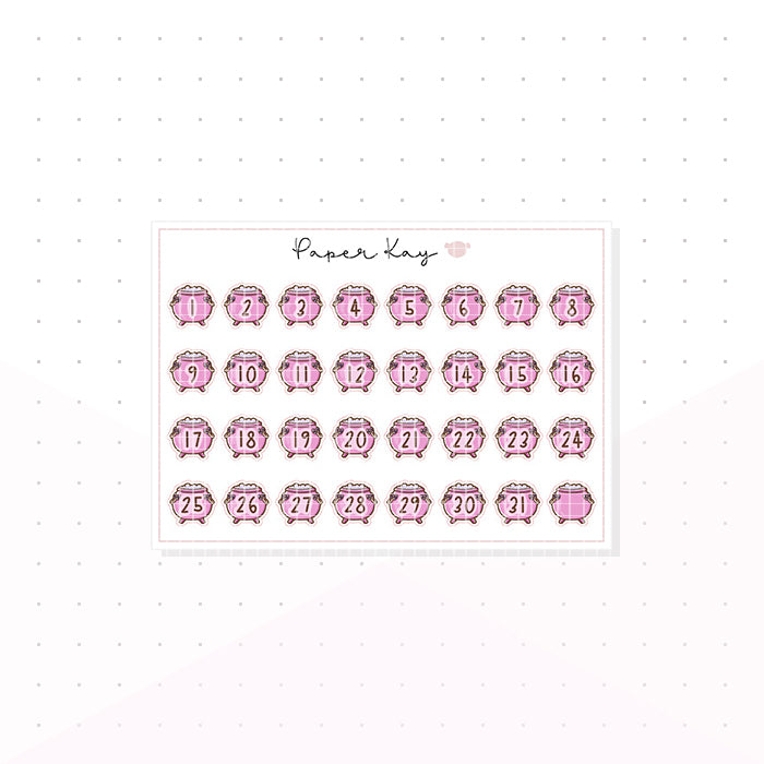 Witchy Cauldron Date Dots - Planner Stickers