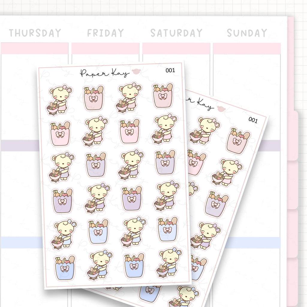 Grocery Bag / Food Shopping Sticker Sheet