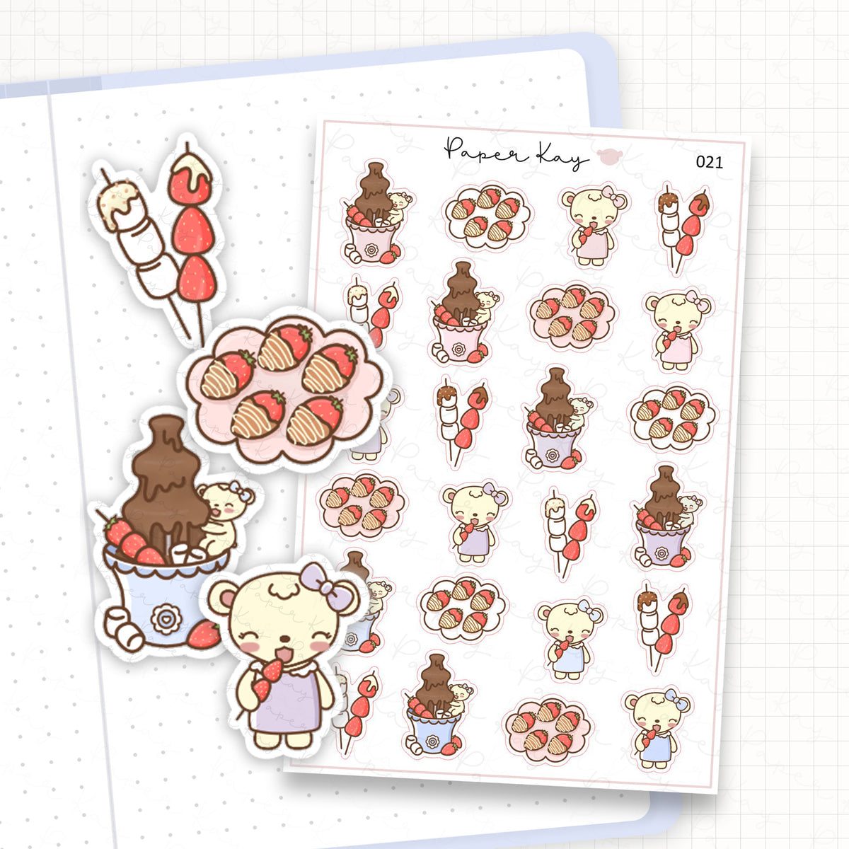 Strawberry Chocolate Fountain Sticker Sheet