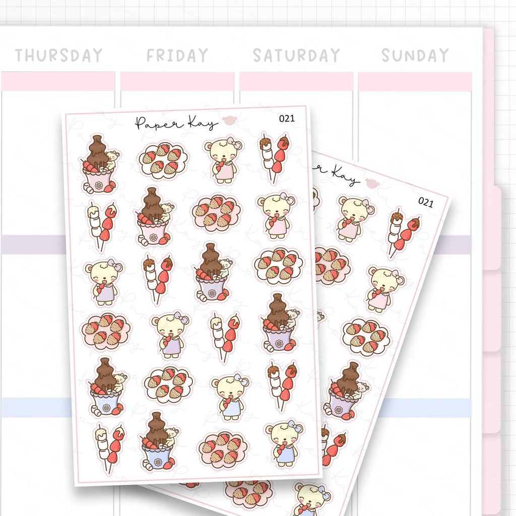 Strawberry Chocolate Fountain Sticker Sheet