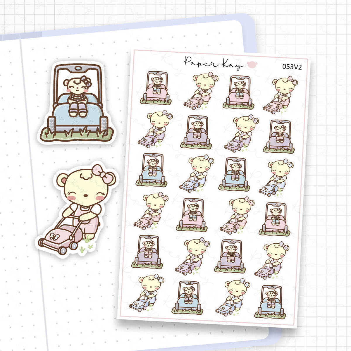 Zoomed in image of the doodles from a character planner sticker sheet.