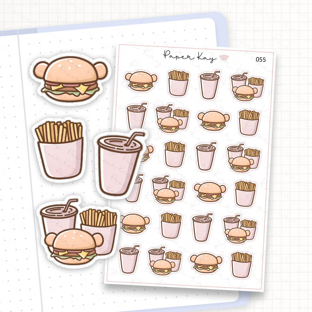 Fast Food / Burger / Fries Sticker Sheet
