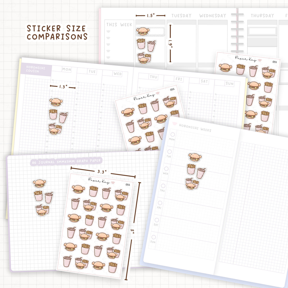 Fast Food / Burger / Fries Sticker Sheet