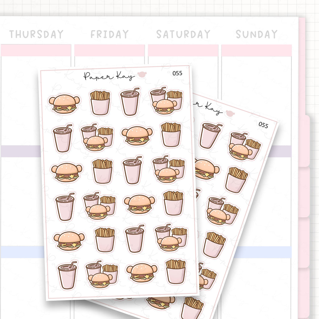Fast Food / Burger / Fries Sticker Sheet