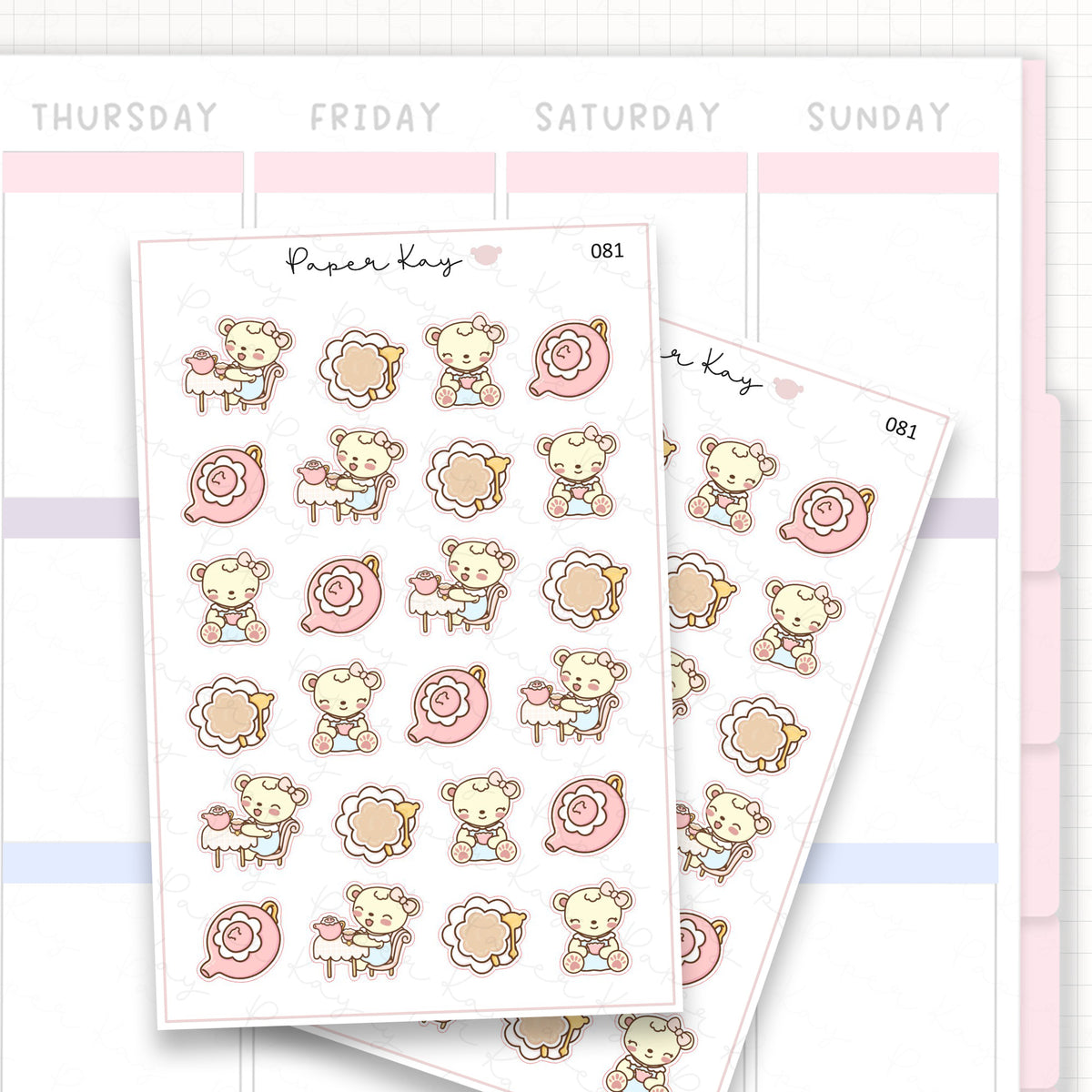Tea Cup and Pot Sticker Sheet