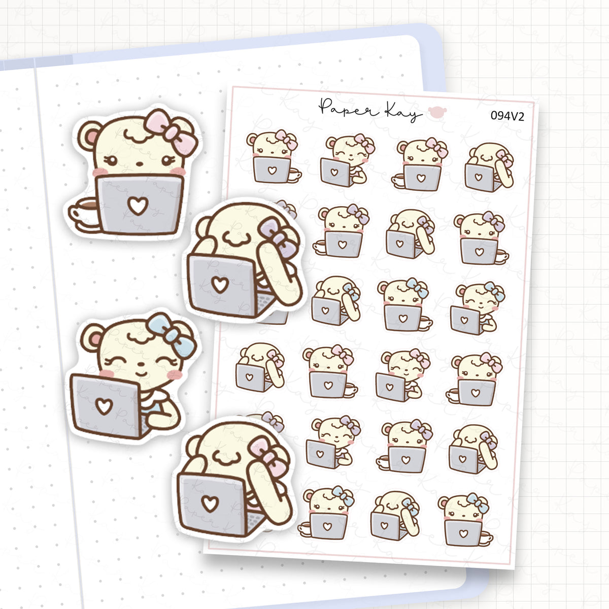 Zoomed in image of the doodles from a character planner sticker sheet.