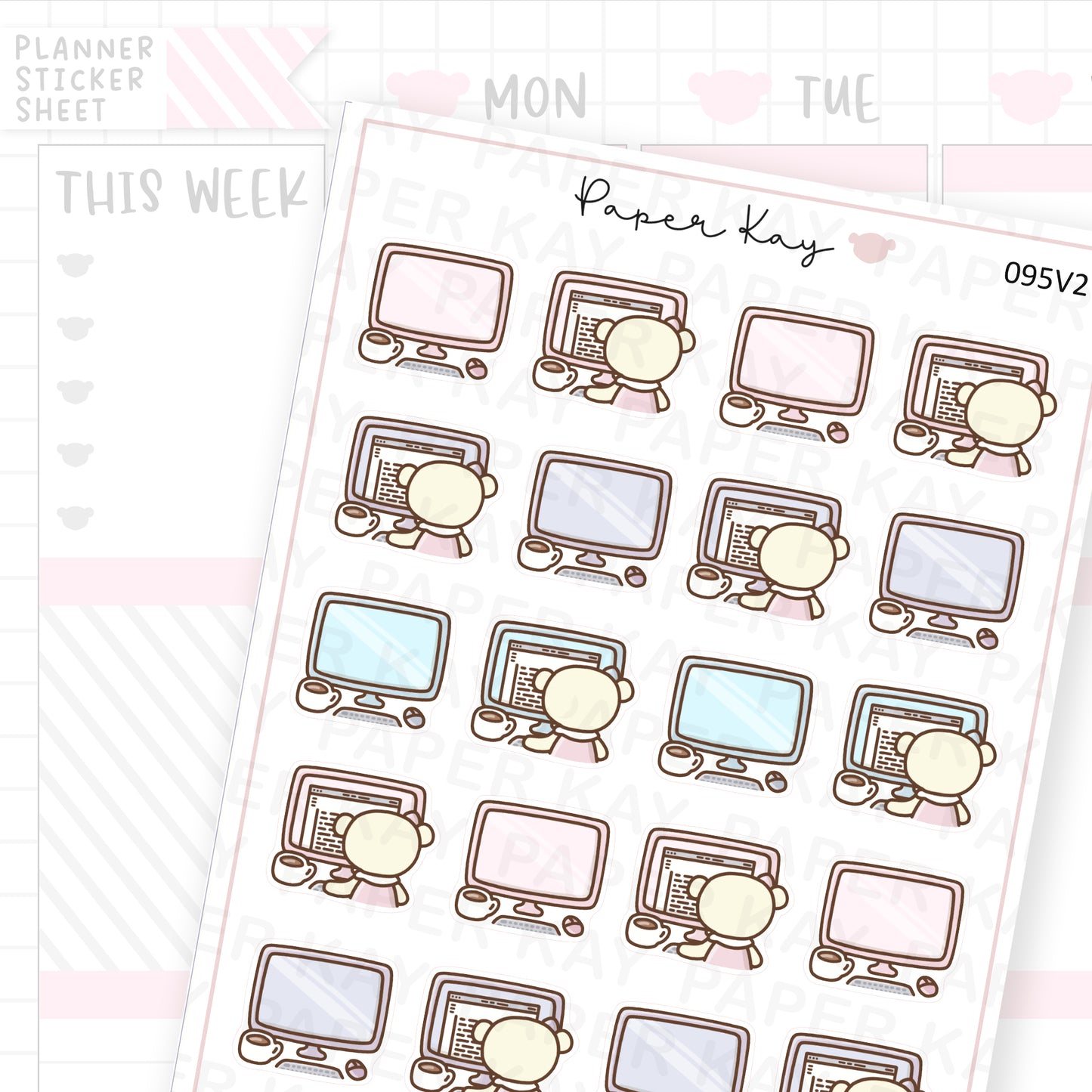 Computer / Work V2 Sticker Sheet – Paper Kay