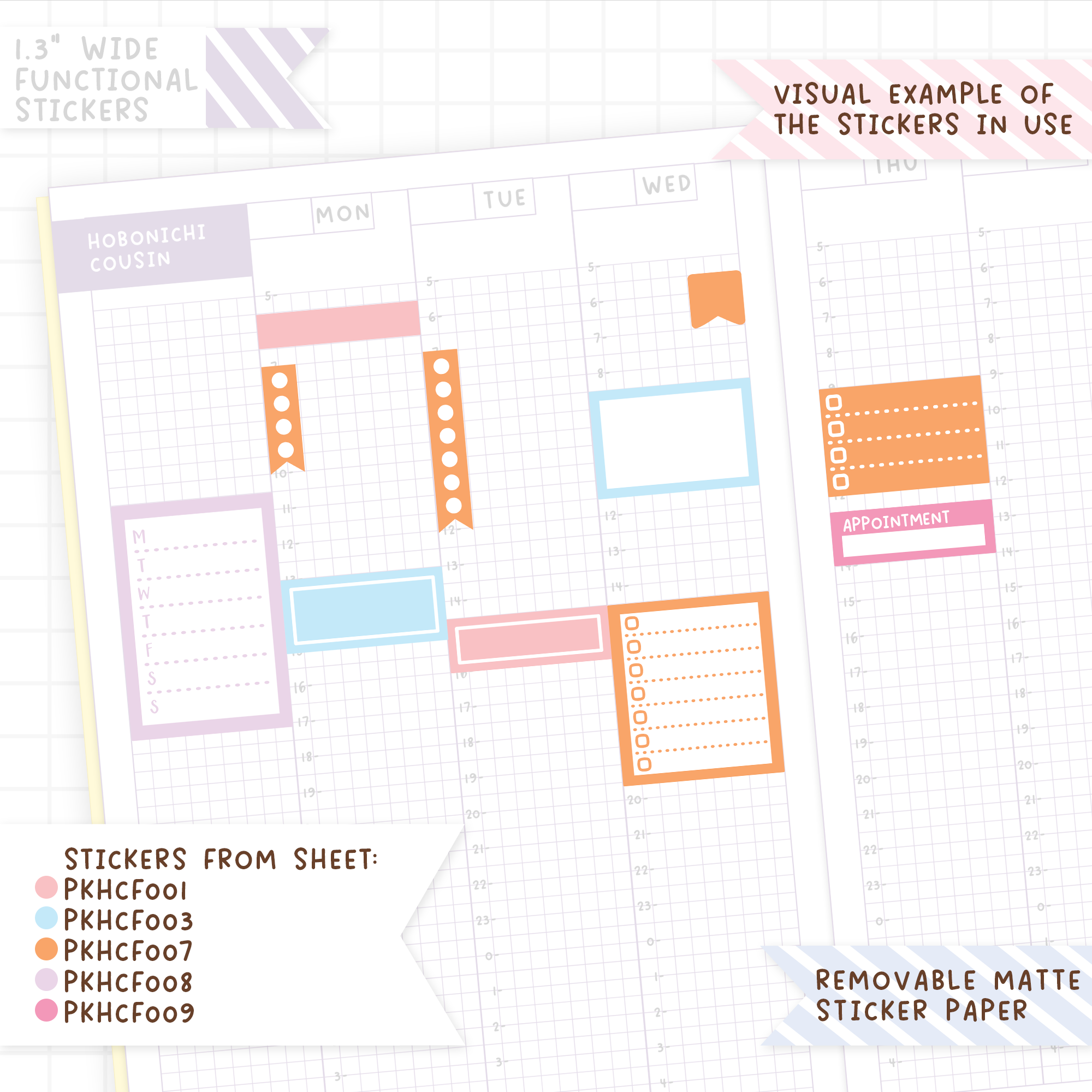 1.3" Wide Weekly Tracker Boxes - Functional Stickers