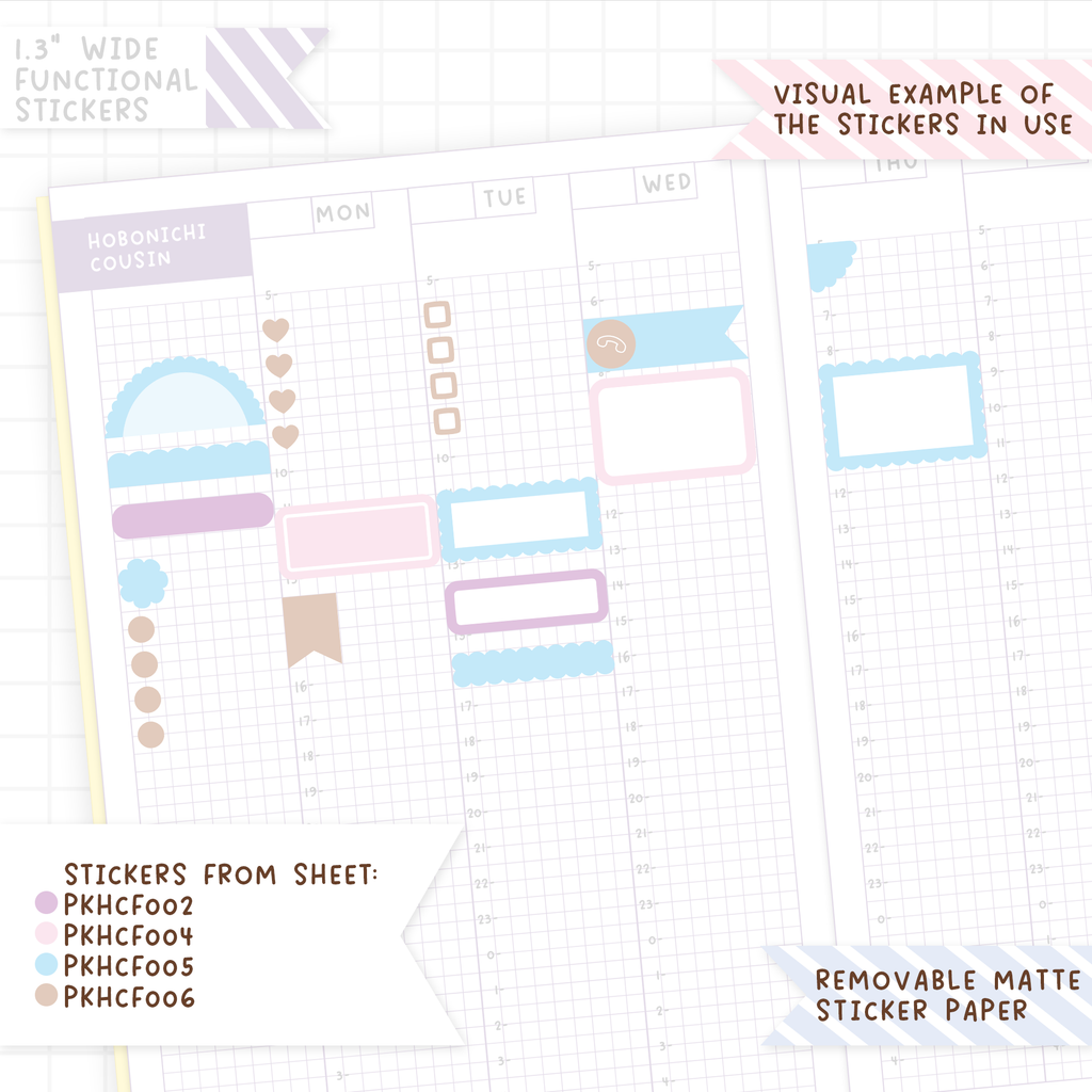 Hobonichi Cousin Tick Boxes and Icons - Functional Stickers