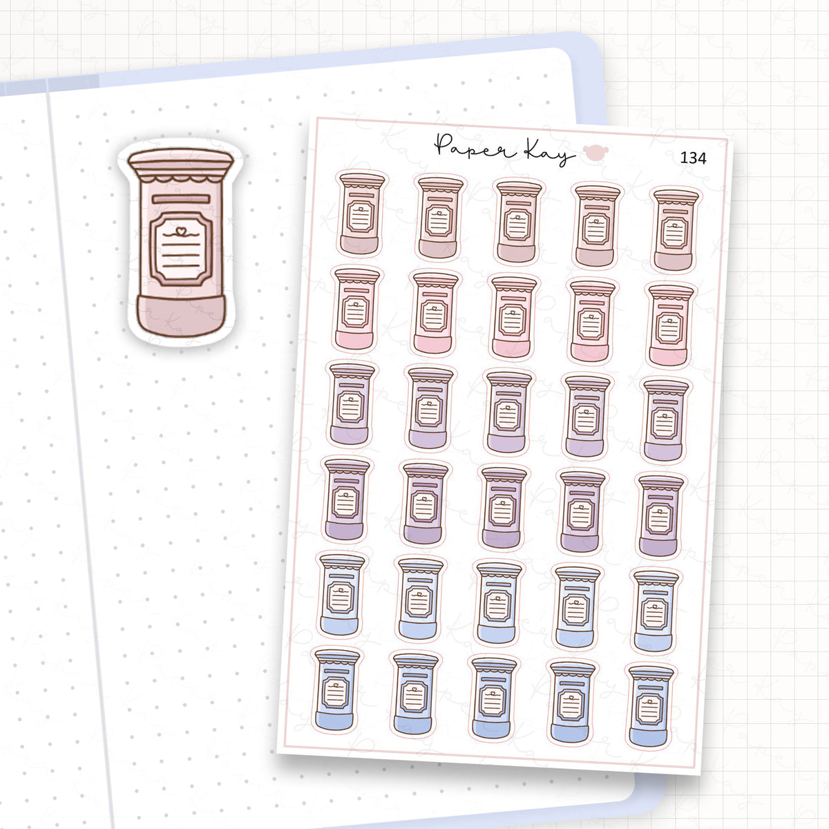 Zoomed in image of the doodles from a character planner sticker sheet.