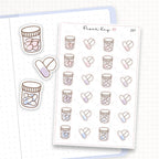 Zoomed in image of the doodles from a character planner sticker sheet.