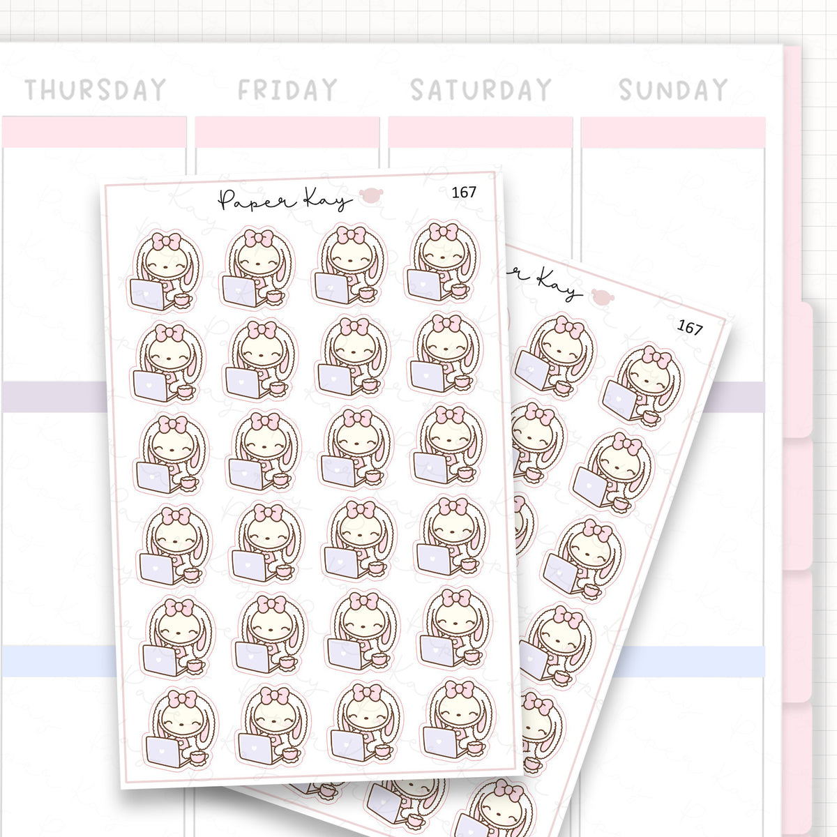 Planner Bunny - Laptop/Work Sticker Sheet