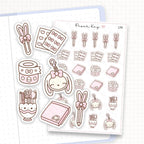 Zoomed in image of the doodles from a character planner sticker sheet.