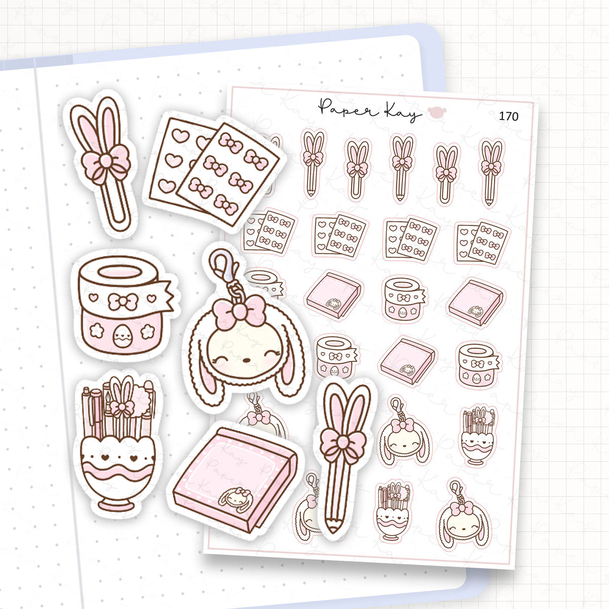 Zoomed in image of the doodles from a character planner sticker sheet.