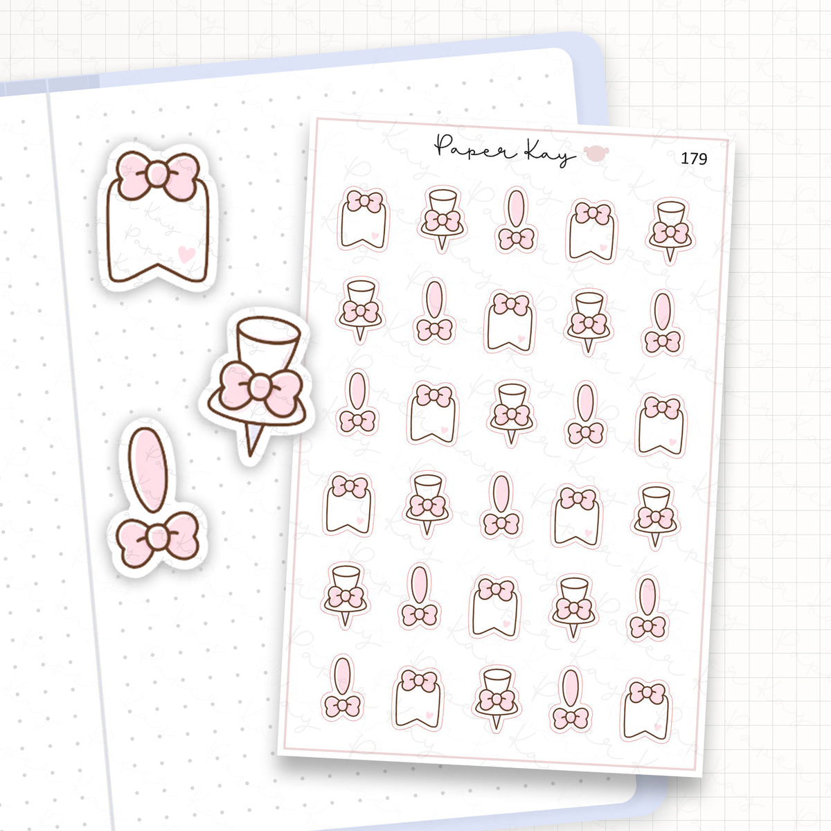 Zoomed in image of the doodles from a character planner sticker sheet.