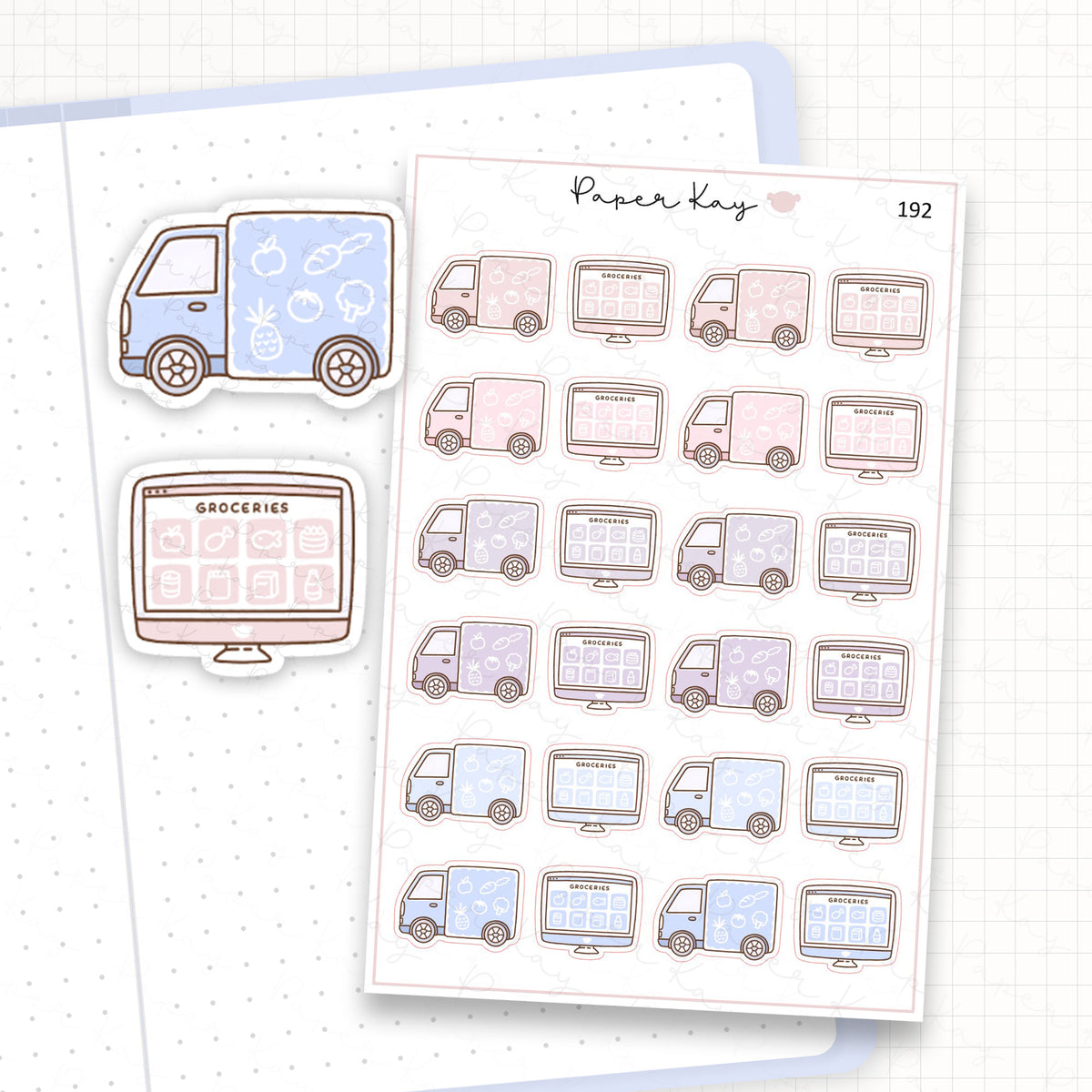Zoomed in image of the doodles from a character planner sticker sheet.