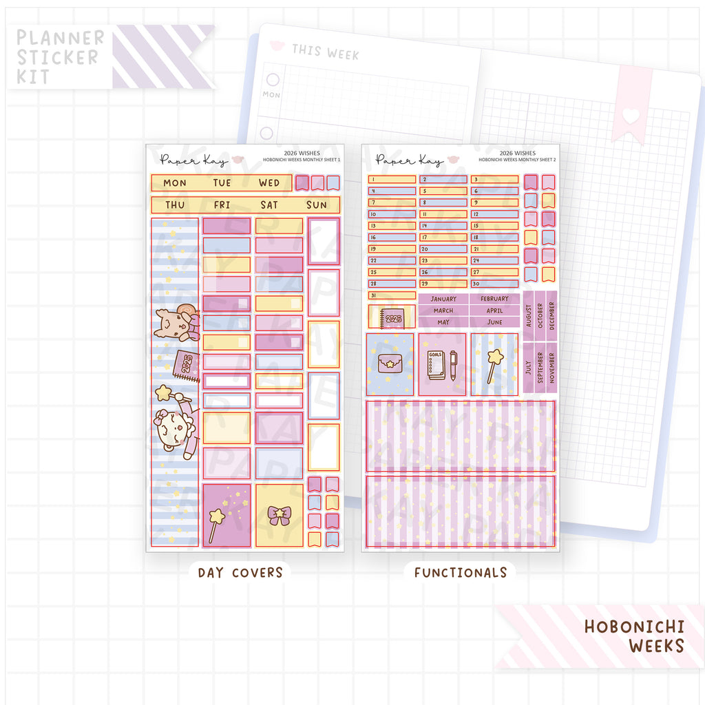 2026 Wishes Hobonichi Weeks Monthly Sticker Kit
