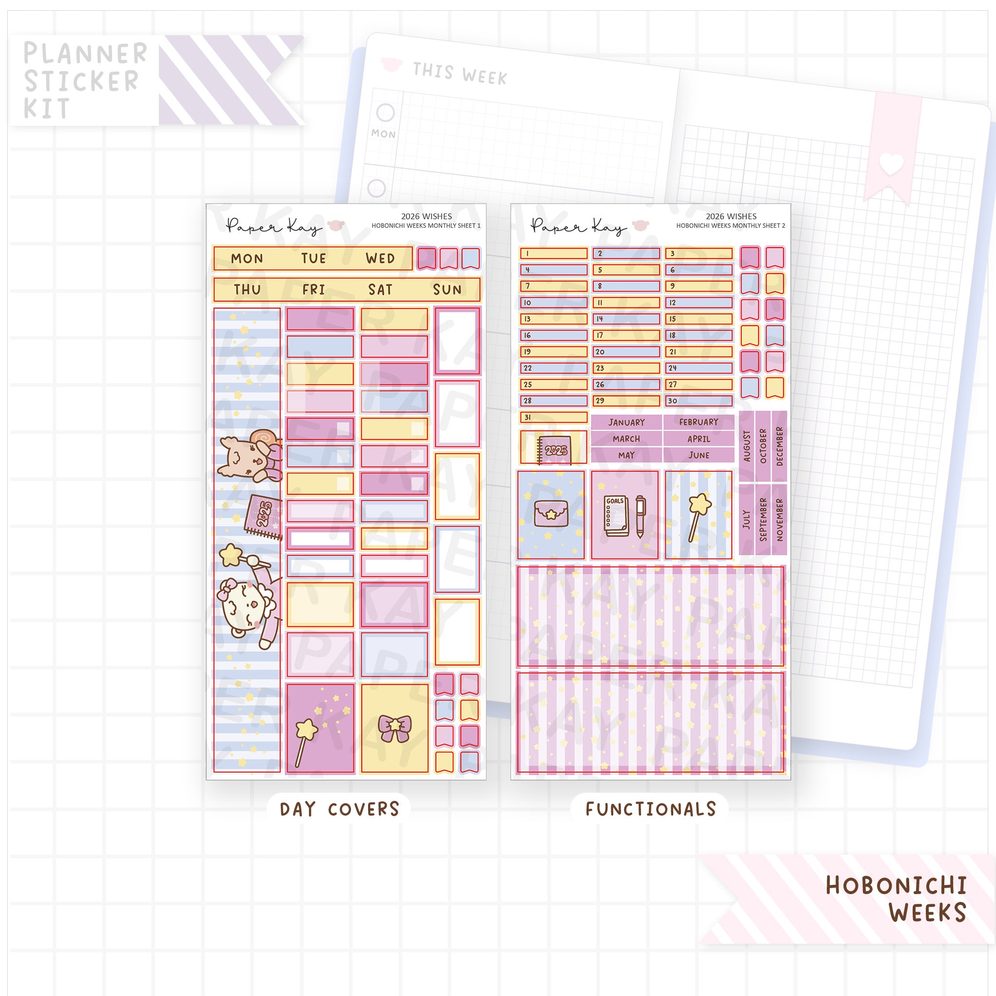 2026 Wishes Hobonichi Weeks Monthly Sticker Kit