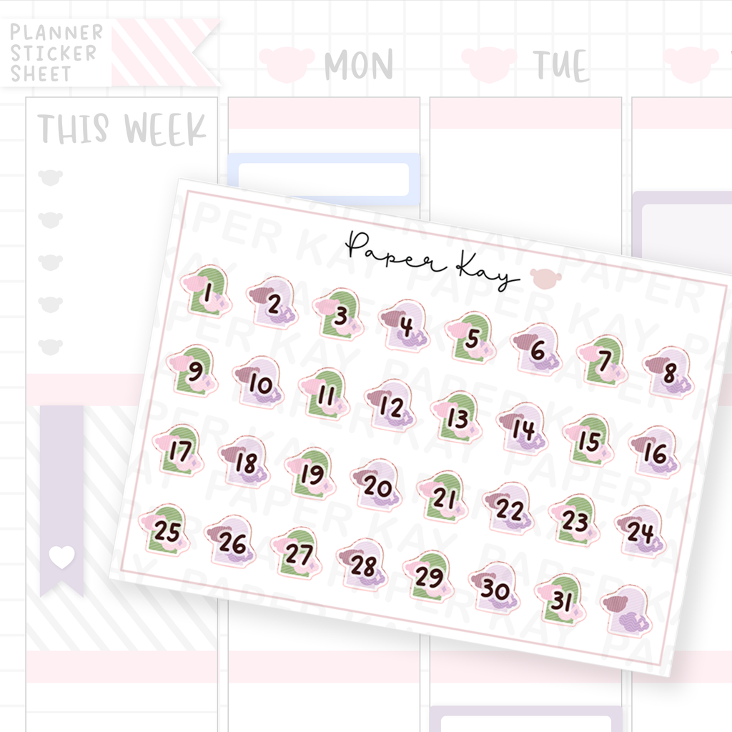 2026 Shapes Date Dot Stickers