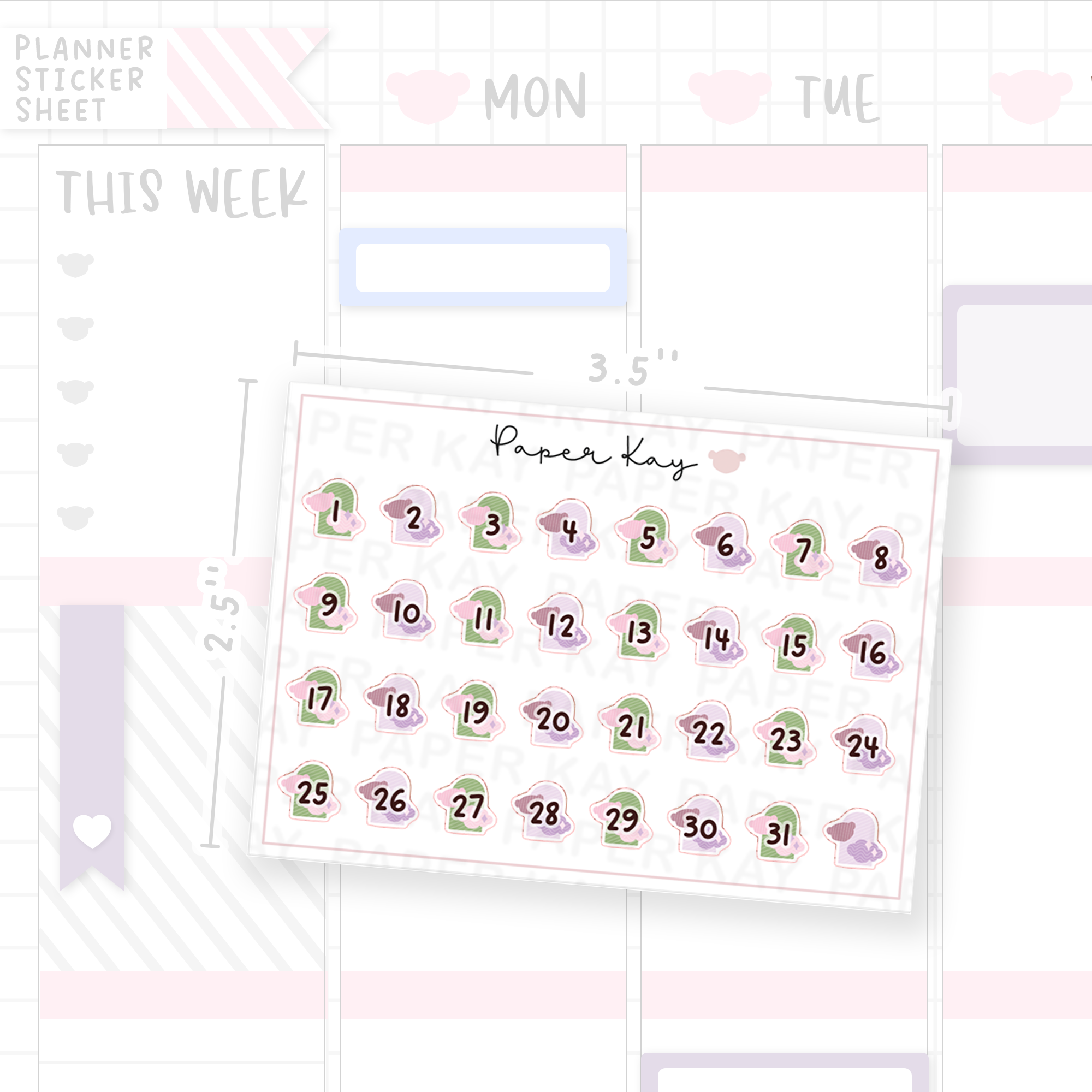 2026 Shapes Date Dot Stickers