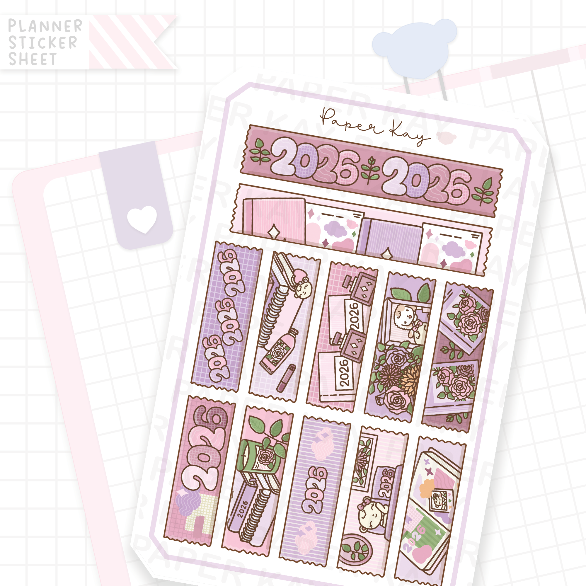 2026 Washi Strip Bujo Deco Stickers