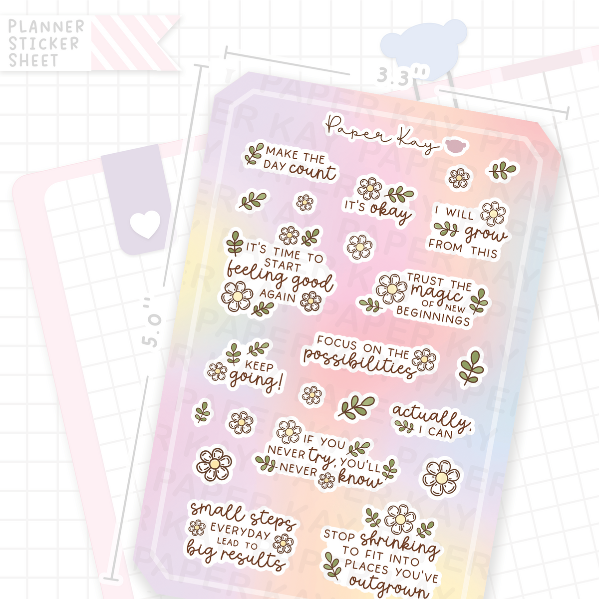 2027 Growth Quotes Bujo Deco Stickers