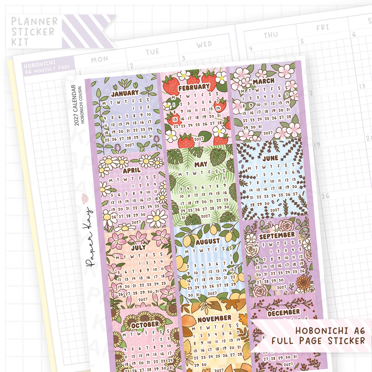 Hobonichi A6 2027 Calendar Sticker