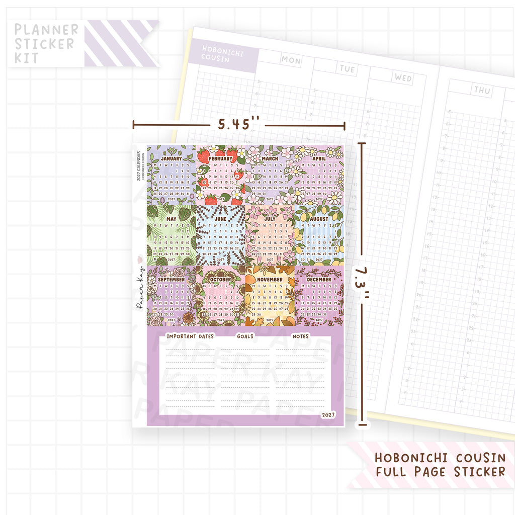 Hobonichi Cousin 2027 Calendar Sticker