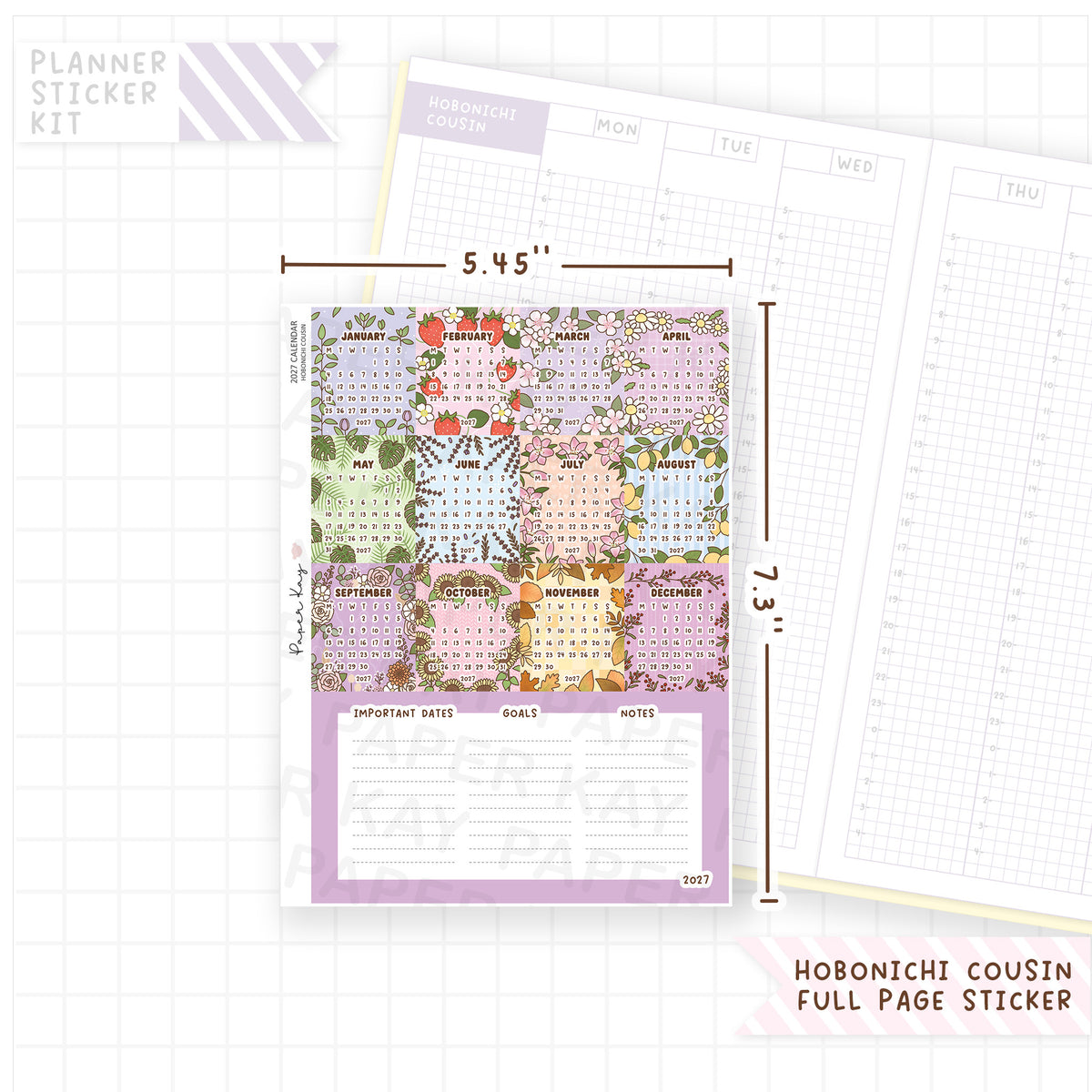Hobonichi Cousin 2027 Calendar Sticker