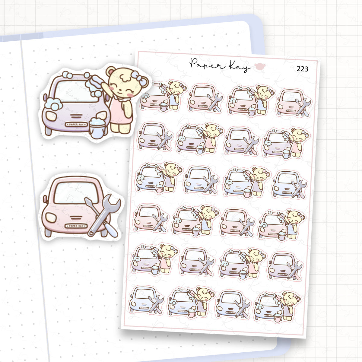 Car Wash and Maintenance Sticker Sheet