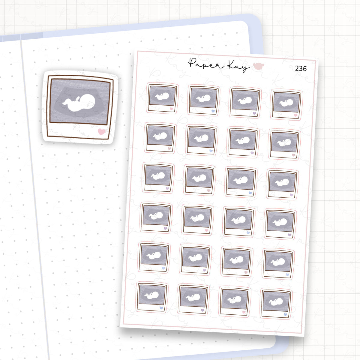 Zoomed in image of the doodles from a character planner sticker sheet.