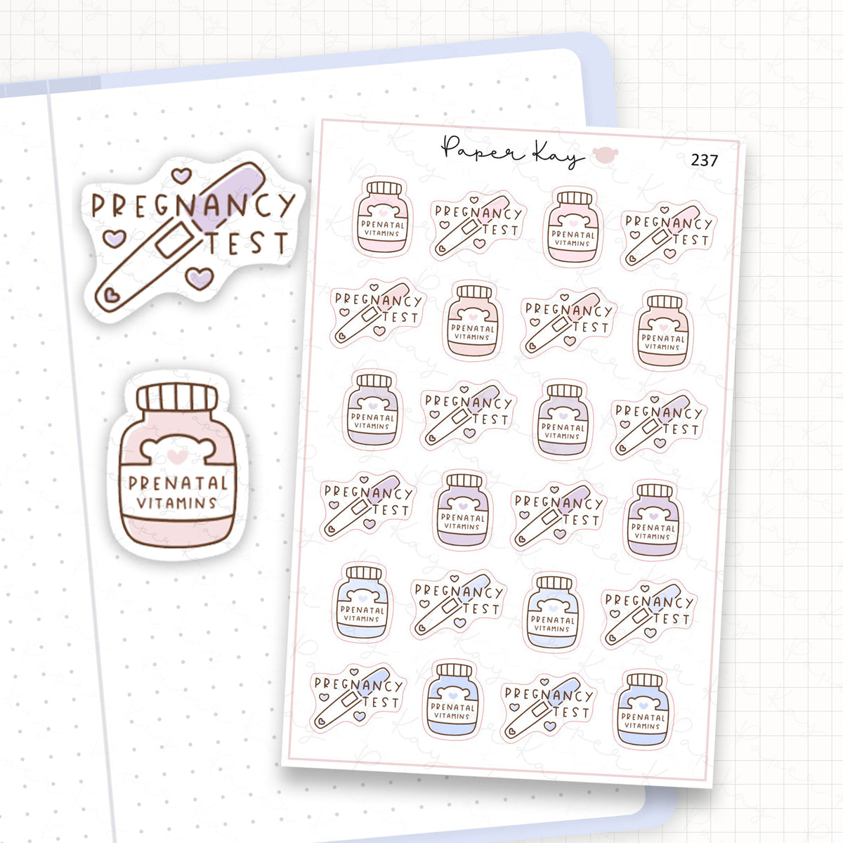 Zoomed in image of the doodles from a character planner sticker sheet.