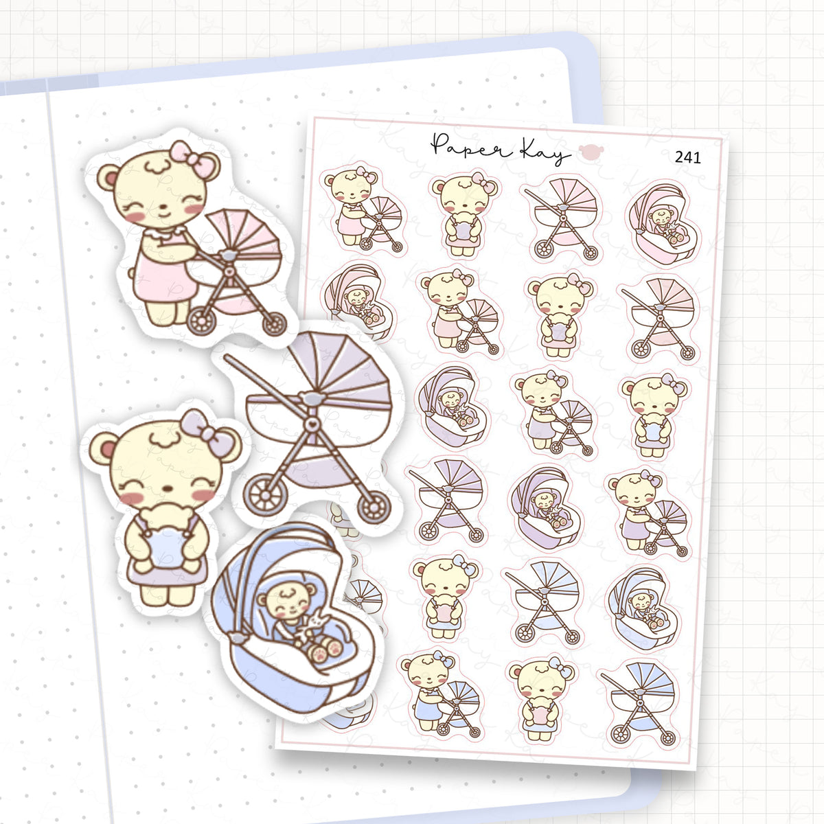 Mother and Baby on a Walk Sticker Sheet
