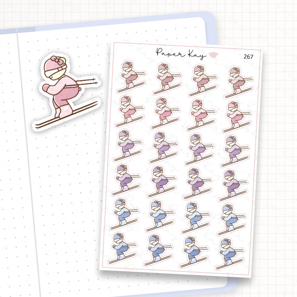Downhill Skiing Sticker Sheet