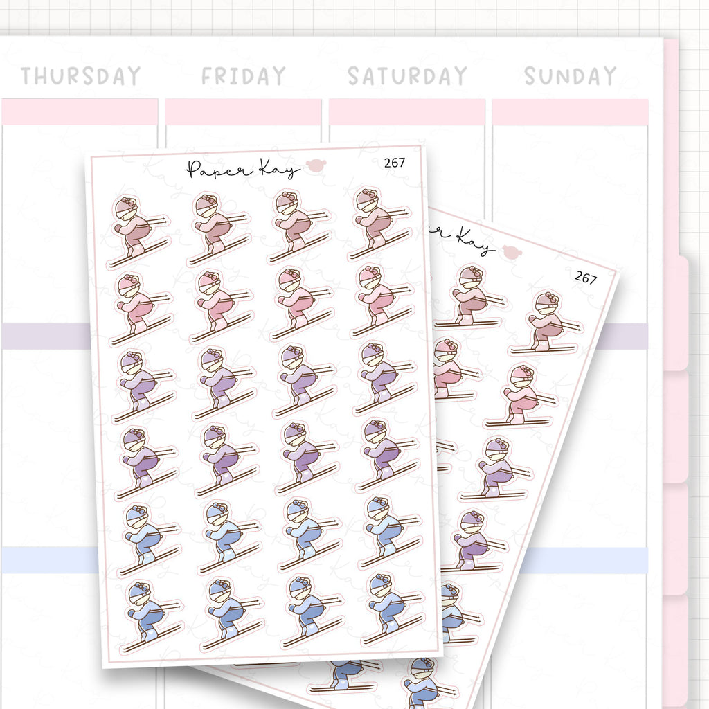 Downhill Skiing Sticker Sheet