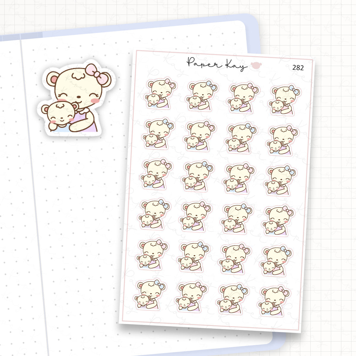 Mama Bear and Cubs Sticker Sheet