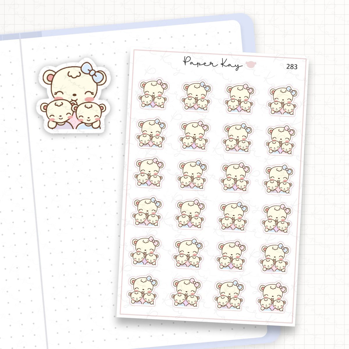 Mama Bear and Cubs Sticker Sheet